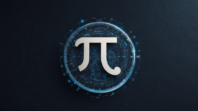 Blue and white Pi Network logo with a stylized 