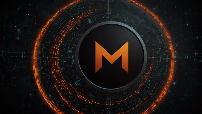 Monero Logo Ignites as XMR Surges 9% to $331, Eyes $500 Breakout in October 2025 Bold Monero logo with a sleek, black-and-orange circular design glowing against a dark blockchain matrix, symbolizing XMR’s 9% rally to $331.52 and bull flag breakout potential on October 24, 2025.