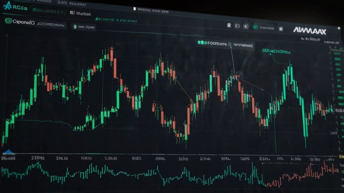 Dynamic chart showing Avalanche (AVAX) cryptocurrency price breaking $20 barrier amid Nasdaq treasury deal closure and global partnerships, with green upward arrows and blockchain icons for top crypto news.
