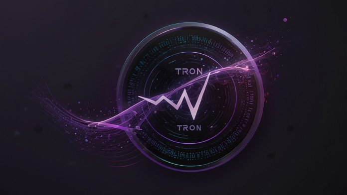High-resolution Tron coin logo featuring TRX symbol in purple gradient waves on transparent background, representing fast stablecoin transfers and DeFi ecosystem