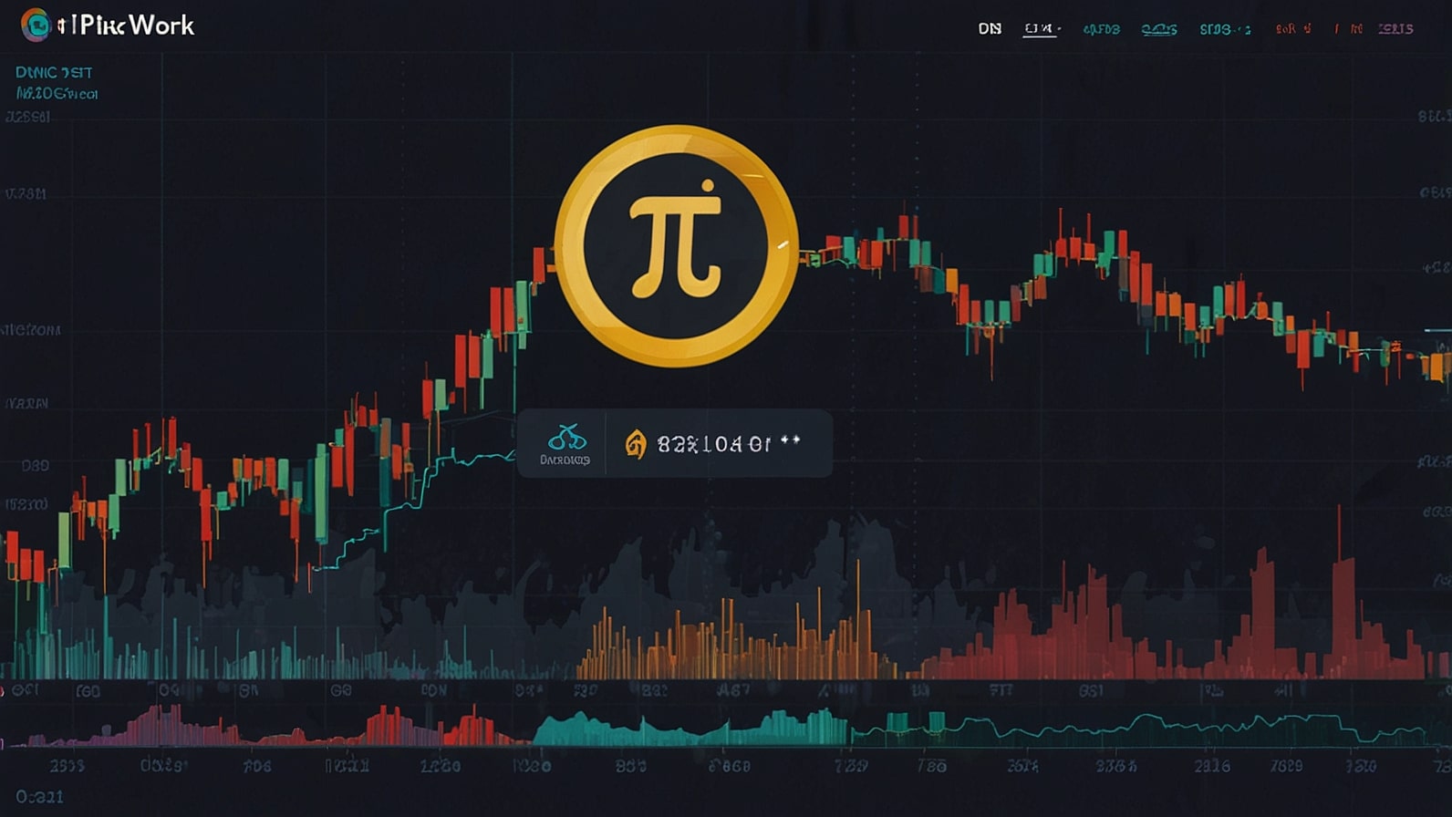Illustration of Pi Network app icon with a downward price chart showing PI coin at $0.20, highlighting token unlock risks, whale outflows, and bullish 2025 predictions on October 23, amid mobile mining community trends.