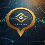 Sleek digital illustration of the Ethena USDe stablecoin logo ascending over a dynamic DeFi network with Binance and engineering icons, symbolizing ENA’s 6.5% rally to $0.48 on October 26, 2025.
