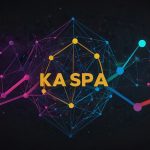 Vibrant Kaspa (KAS) cryptocurrency logo with sleek, interconnected geometric nodes symbolizing blockDAG technology, set against a dynamic chart showing a 40% price surge to $0.39 on October 6, 2025, following Binance futures and staking news.
