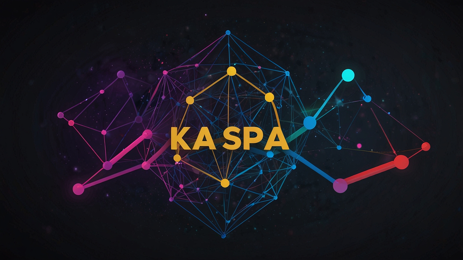 Vibrant Kaspa (KAS) cryptocurrency logo with sleek, interconnected geometric nodes symbolizing blockDAG technology, set against a dynamic chart showing a 40% price surge to $0.39 on October 6, 2025, following Binance futures and staking news.