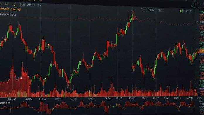 A dramatic red stock market chart showing Bitcoin's sharp decline to under $105,000 on Binance, overlaid with icons of Donald Trump, CZ Zhao, and falling BNB and Ethereum symbols, against a volatile crypto trading background.