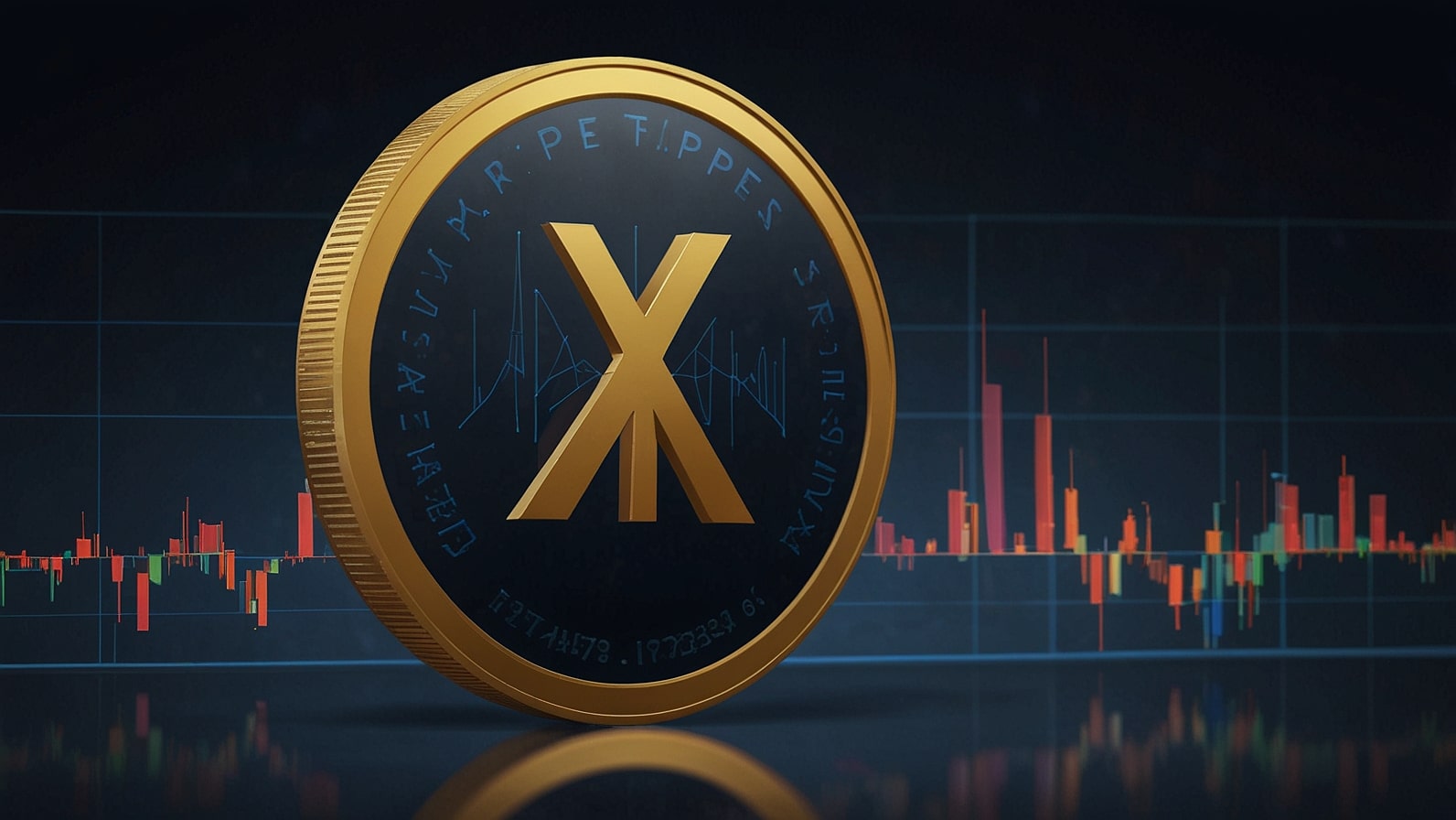 Golden XRP coin logo with XRP NEWS text overlay on blue background with upward chart, illustrating November 2025 crypto updates on ETF debuts, price dips to $2.24, and institutional accumulation in Ripple network.