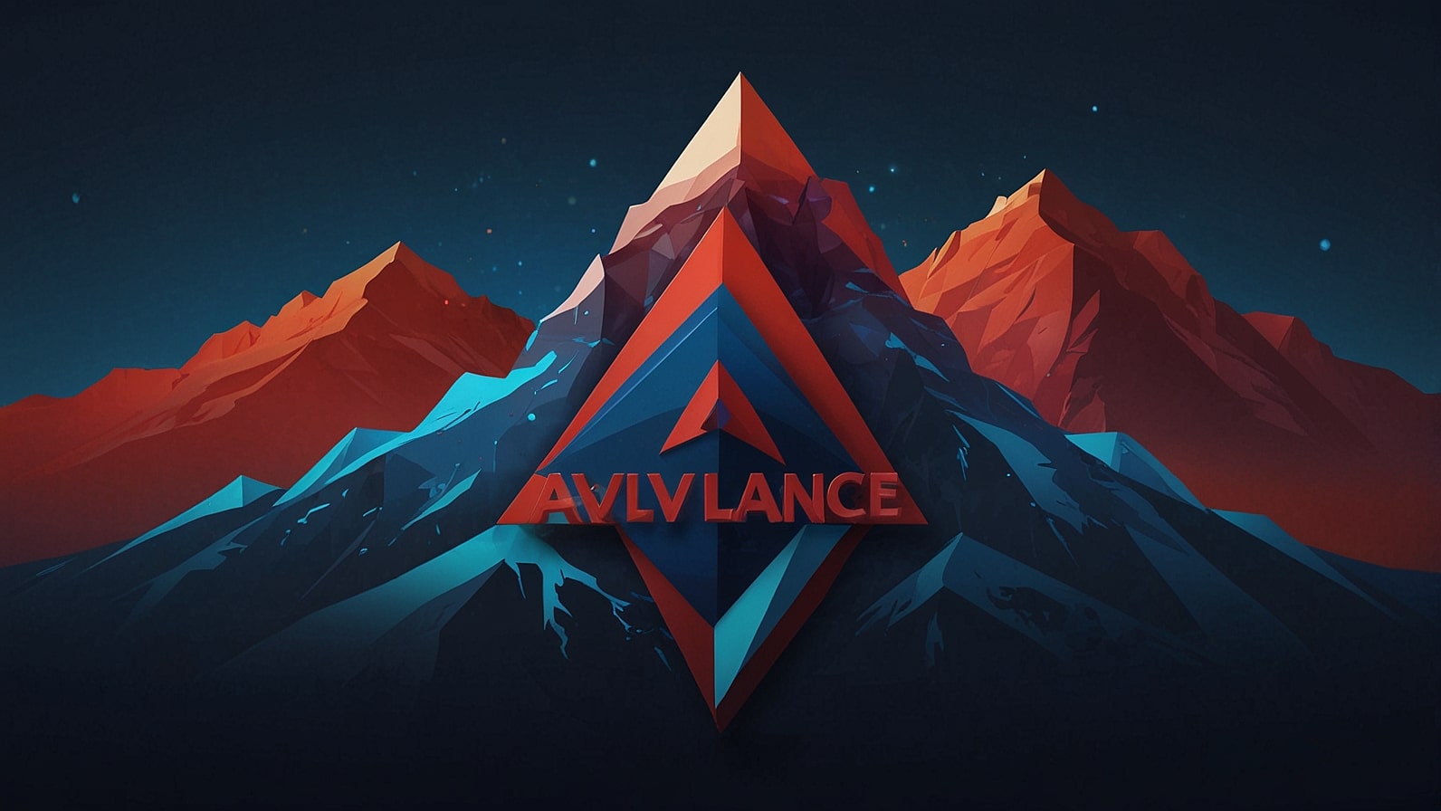Official Avalanche (AVAX) cryptocurrency coin logo: A dynamic red mountain peak emblem on a blue gradient background, representing the high-speed Avalanche blockchain platform and its native token AVAX.