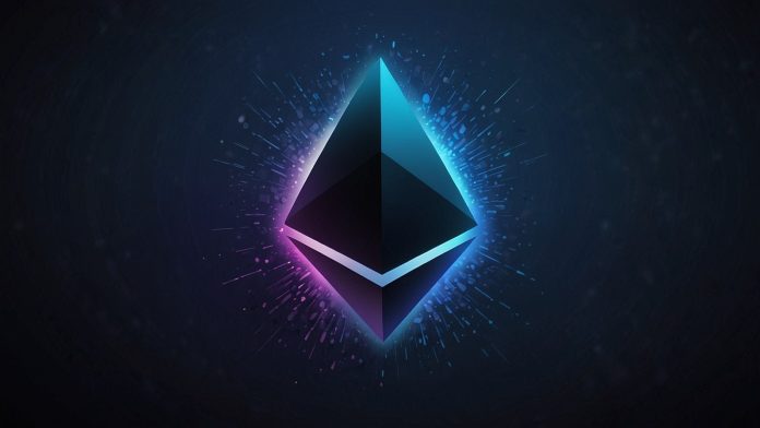 Official Ethereum ETH cryptocurrency logo on gradient blue background with glowing effect, November 10 2025