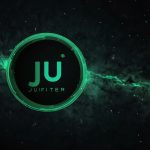 Official Jupiter (JUP) logo: Stylized green orbital 'J' on black cosmic background, representing Solana's top DEX aggregator for seamless token swaps and liquidity.