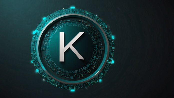 Stylized Kaspa coin logo featuring a teal circular emblem with white angular K symbol and circuit patterns, representing blockchain innovation in crypto news for Kaspa KAS token as of November 2025.
