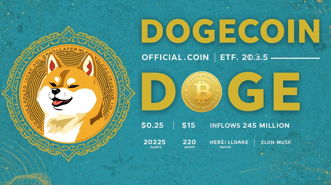 Official Dogecoin DOGE logo featuring Shiba Inu dog meme in gold coin design, illustrating Dogecoin's 5% rally to $0.15 amid spot ETF debut and Elon Musk's DOGE project in November 2025 cryptocurrency market.