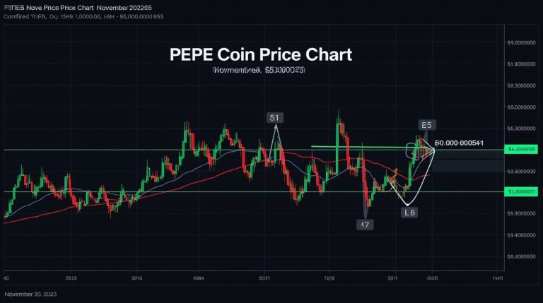 PEPE Coin Crashes 5% to $0.000005 as Head-and-Shoulders Confirms – $0.00000185 Target Activated November 20 2025