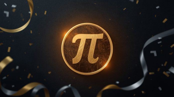 Pi Network PI coin official logo with glowing golden Π symbol on dark background celebrating 15% price surge to $0.26 and upcoming EU MiCA listing November 2025