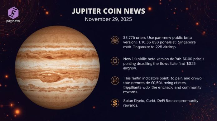 Jupiter JUP cryptocurrency token rocketing upward on Solana blockchain amid new beta version release and 2026 airdrop registration closing, showing price chart and investor gains potential