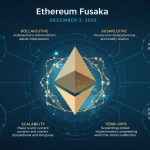 Diagram of Ethereum's Fusaka hard fork upgrade on December 3, 2025, focusing on scalability and gas fee reductions