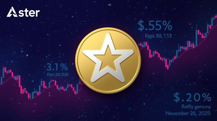 Aster ASTER crypto coin logo with elements showing 3.5% price surge from AI vs Humans Contest launch on November 28, 2025