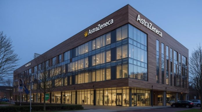 AstraZeneca’s global headquarters at the Cambridge Biomedical Campus, UK, on 4 December 2025, with the company logo clearly visible against a winter morning sky as shares dip 0.7% amid patent expiry worries but long-term optimism grows over its oncology and rare-disease pipeline.