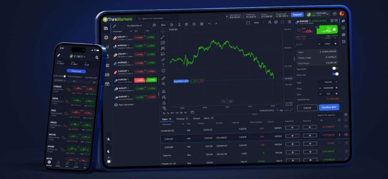 ThinkMarkets trading platform on tablet and phone