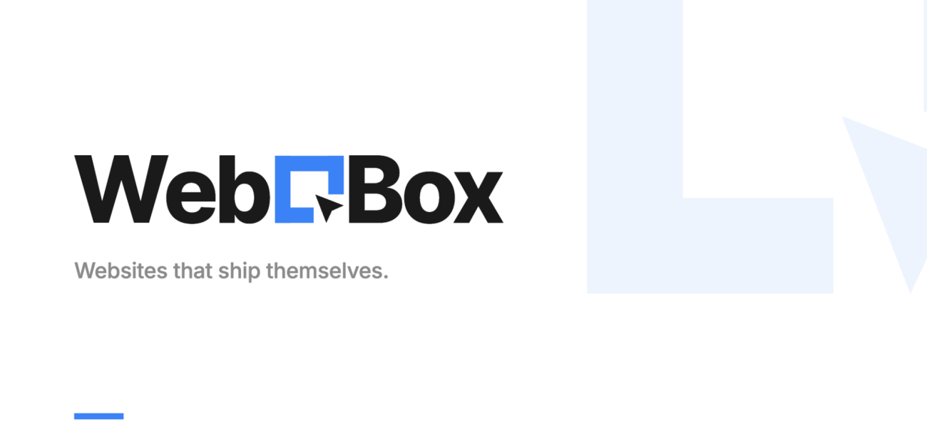 WebBox logo with the line Websites that ship themselves