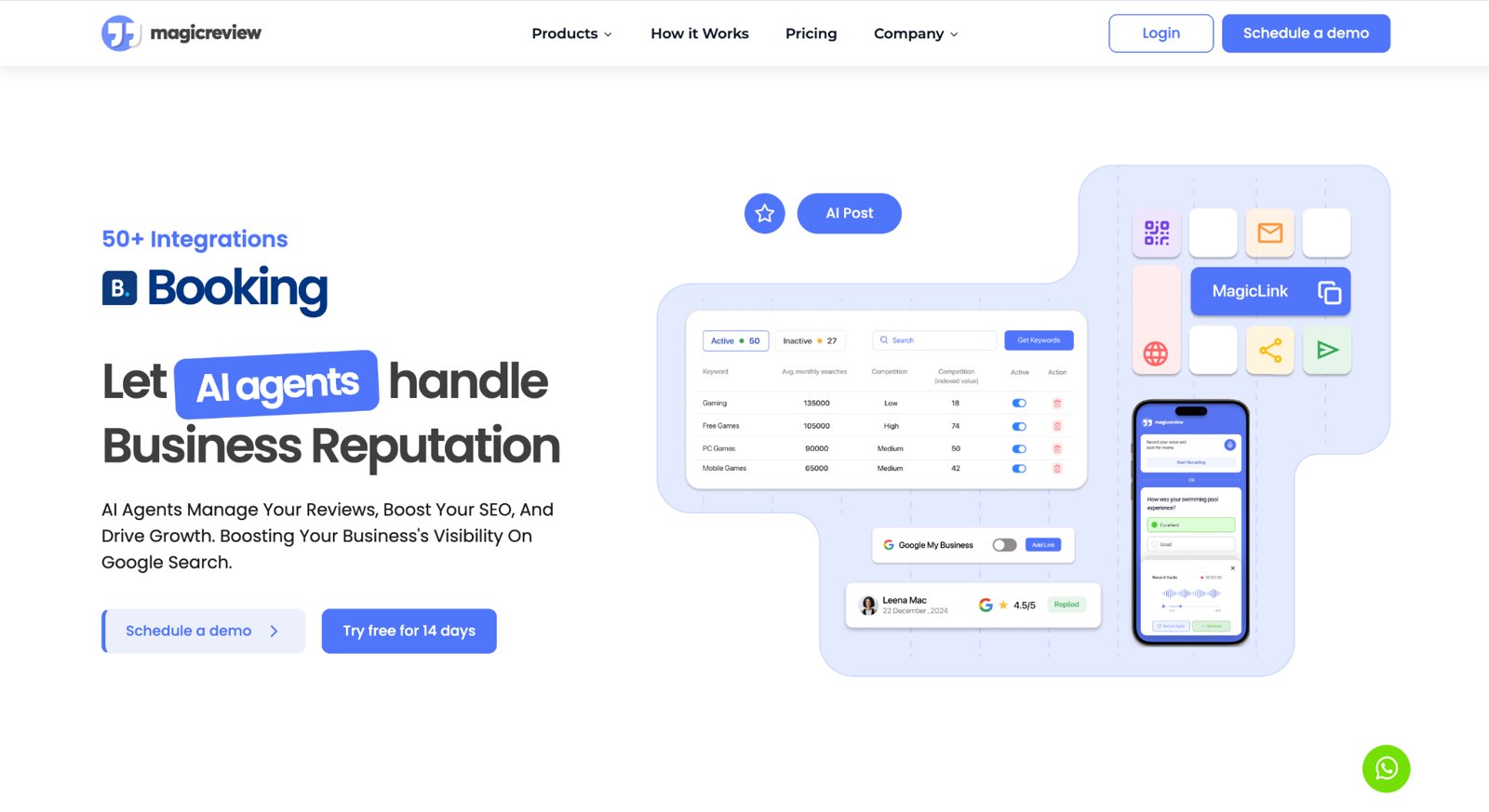 MagicReview online reputation management platform homepage