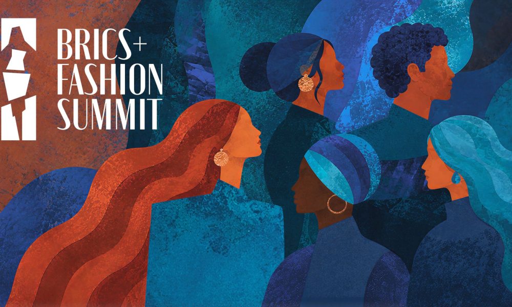 BRICS+ Fashion Summit artwork of illustrated faces in blue and orange