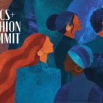 BRICS+ Fashion Summit artwork of illustrated faces in blue and orange