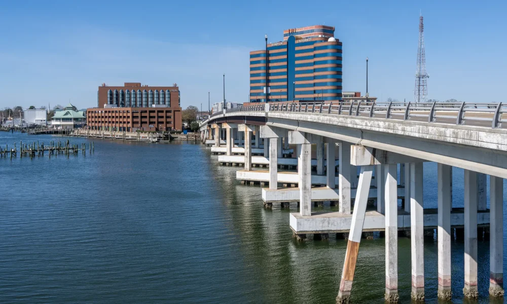 Hampton Roads waterfront and bridge, Virginia