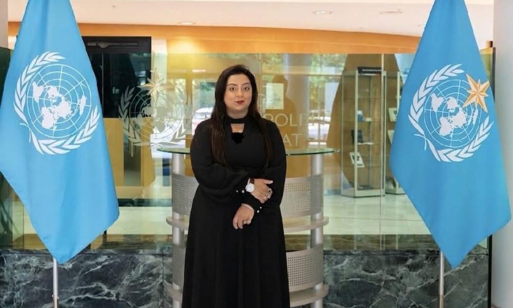 Veenoo Sharma, founder of The Power Diaspora Forum, at the United Nations in Geneva